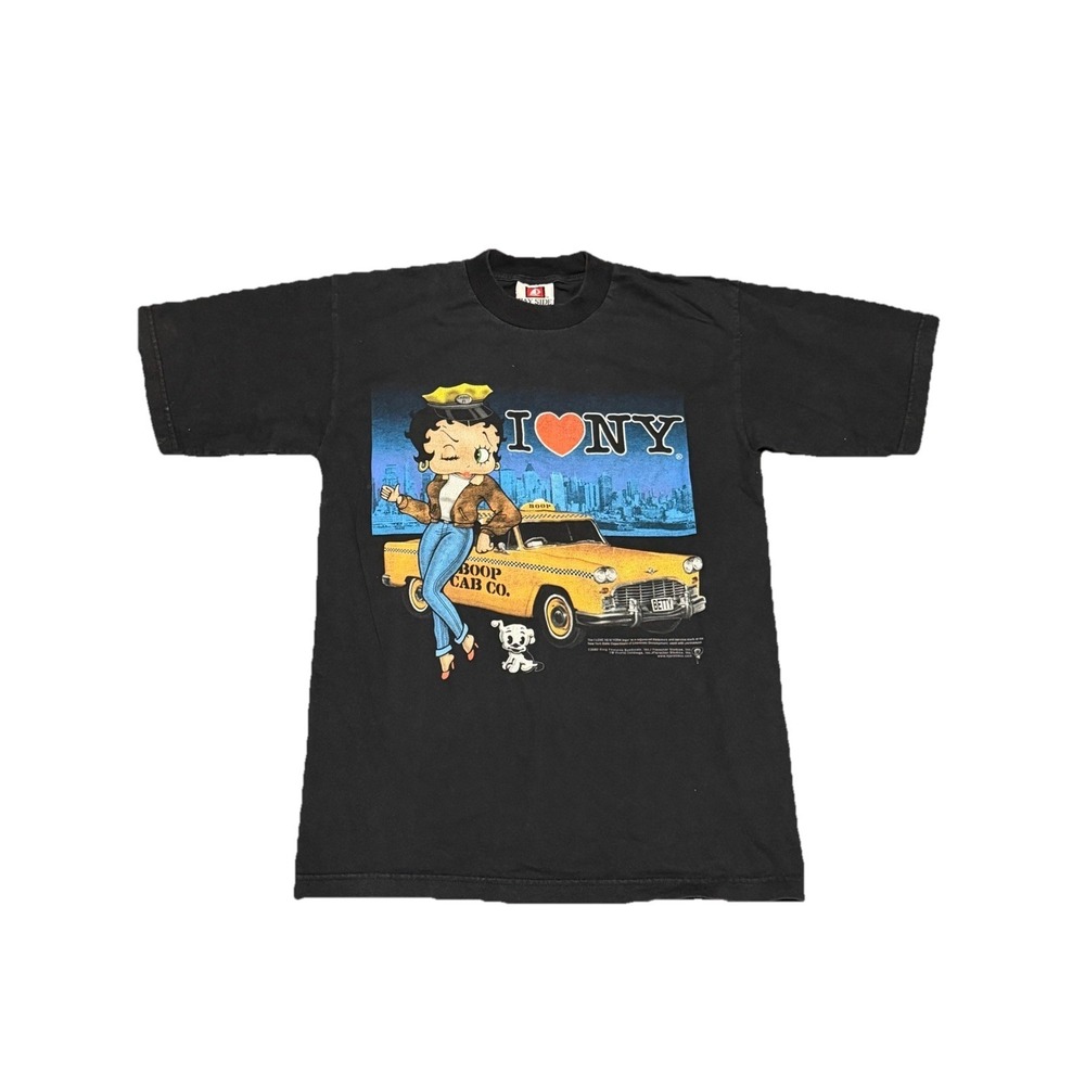 Vintage RARE Betty Boop Yellow Cab  "I Love NY"  Black Graphic T-Shirt Medium